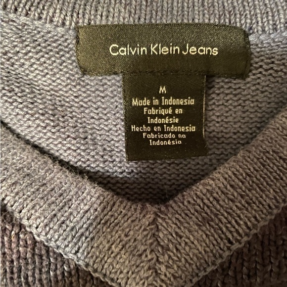Calvin Klein Jeans Navy V Neck Sweater Men's Medium - Picture 6 of 13